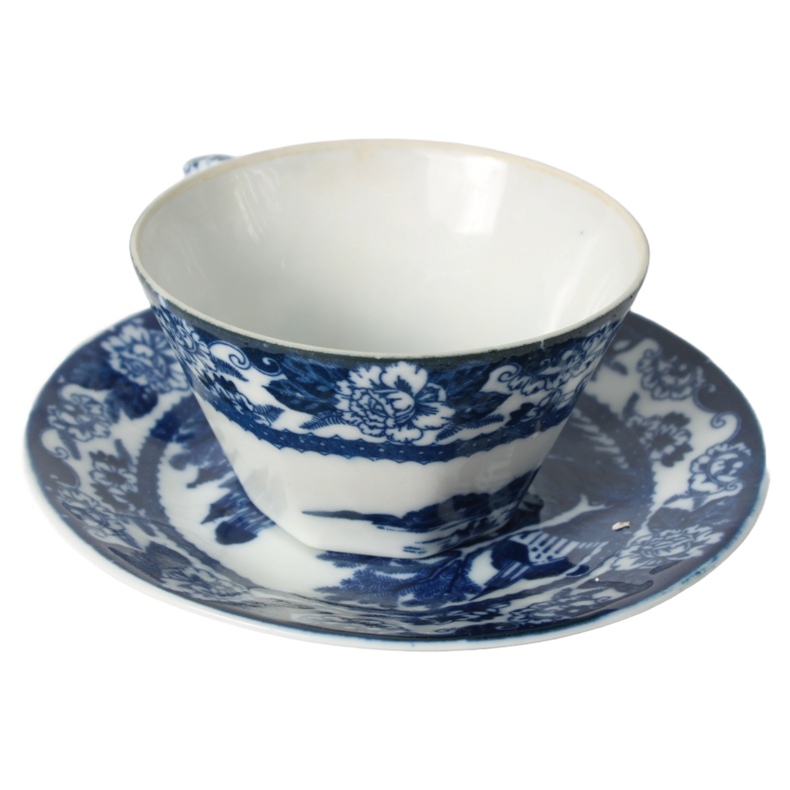 Antique 19th Century Delft Blue Cup & Saucer | Dutch Porcelain