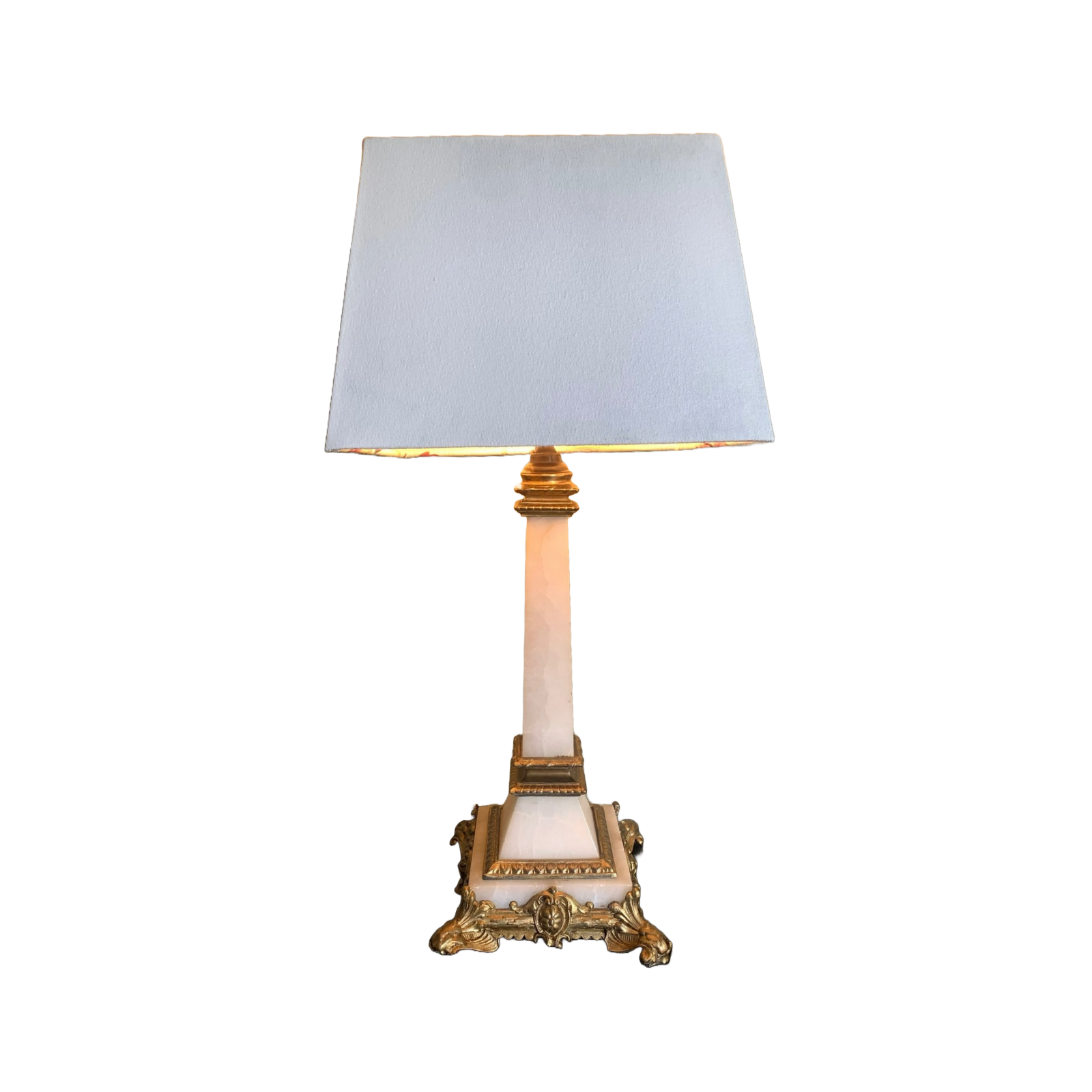 White Marble Lamp Base with Gilded Bronze Alloy - Circa 1900 - Working Order