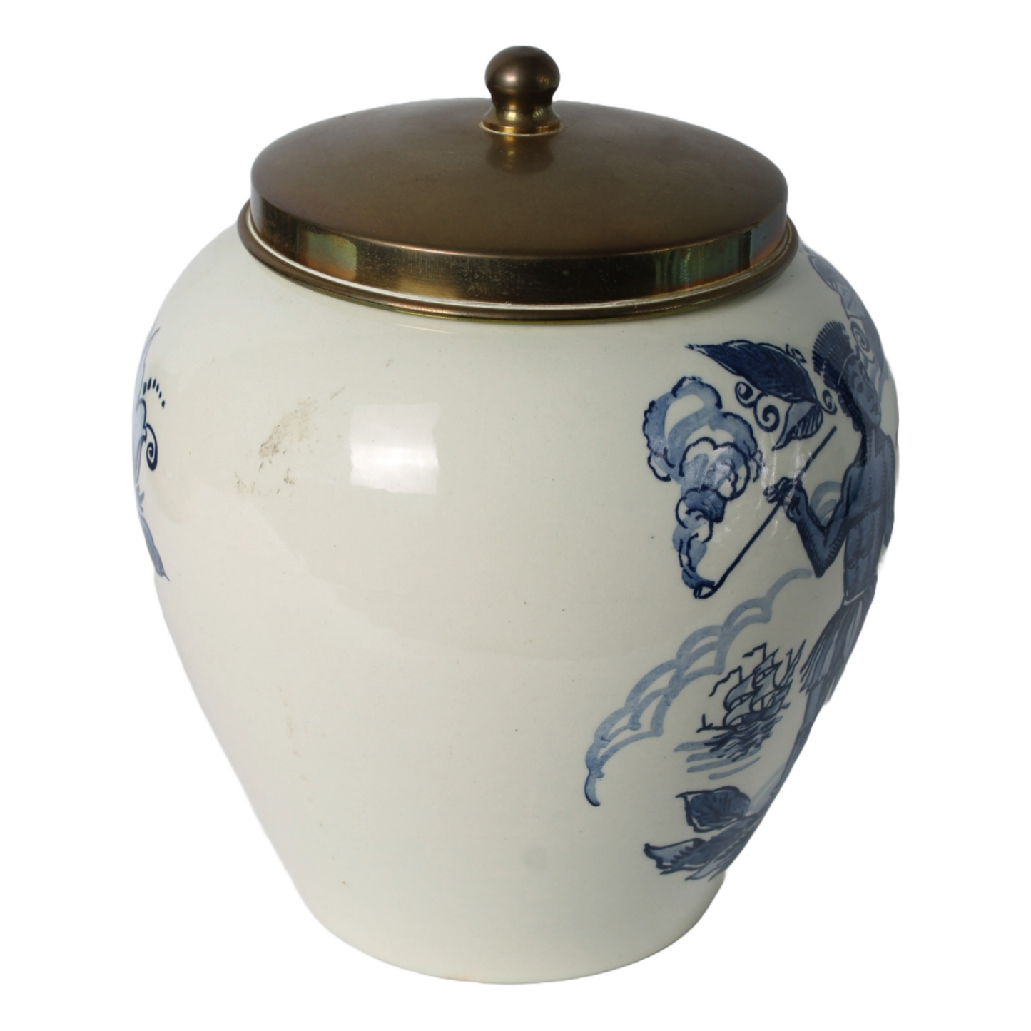 Antique TOEBACK Tobacco Jar | Goedewaagen Holland | Delft Blue Pottery