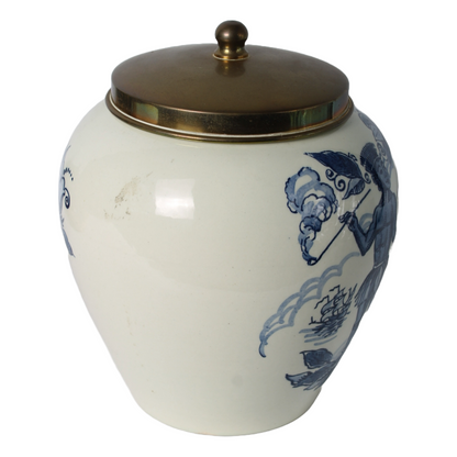 Antique TOEBACK Tobacco Jar | Goedewaagen Holland | Delft Blue Pottery