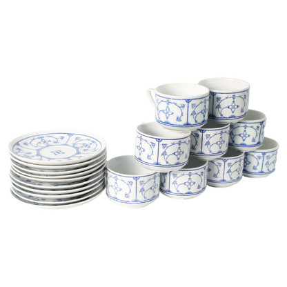 Vintage Jäger Eisenberg Blau Saks coffee set, 9 cups and 10 saucers, hand-painte