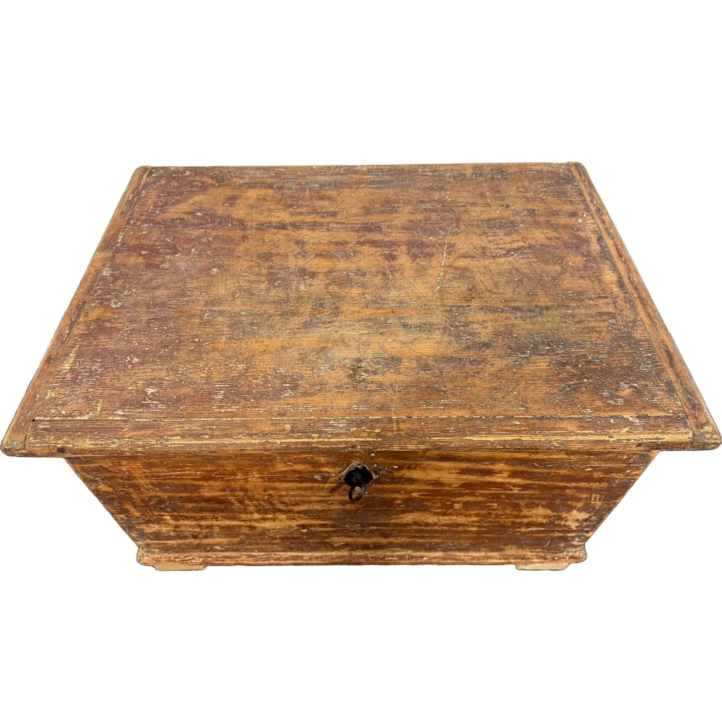 Antique Swedish Handmade Wooden Storage Chest, Rustic Charm, ca. 1900, Unique Pi
