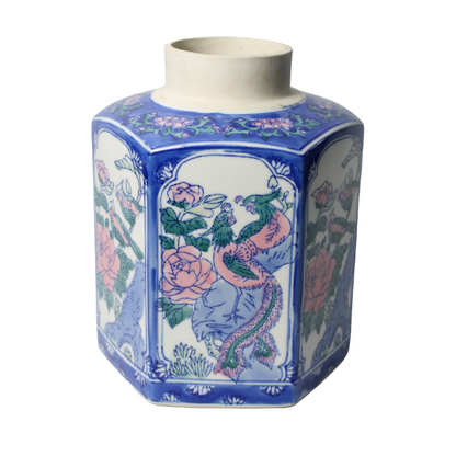 Beautiful Hand-Painted Vase in Chinese Style - Colorful Birds and Floral Motif -