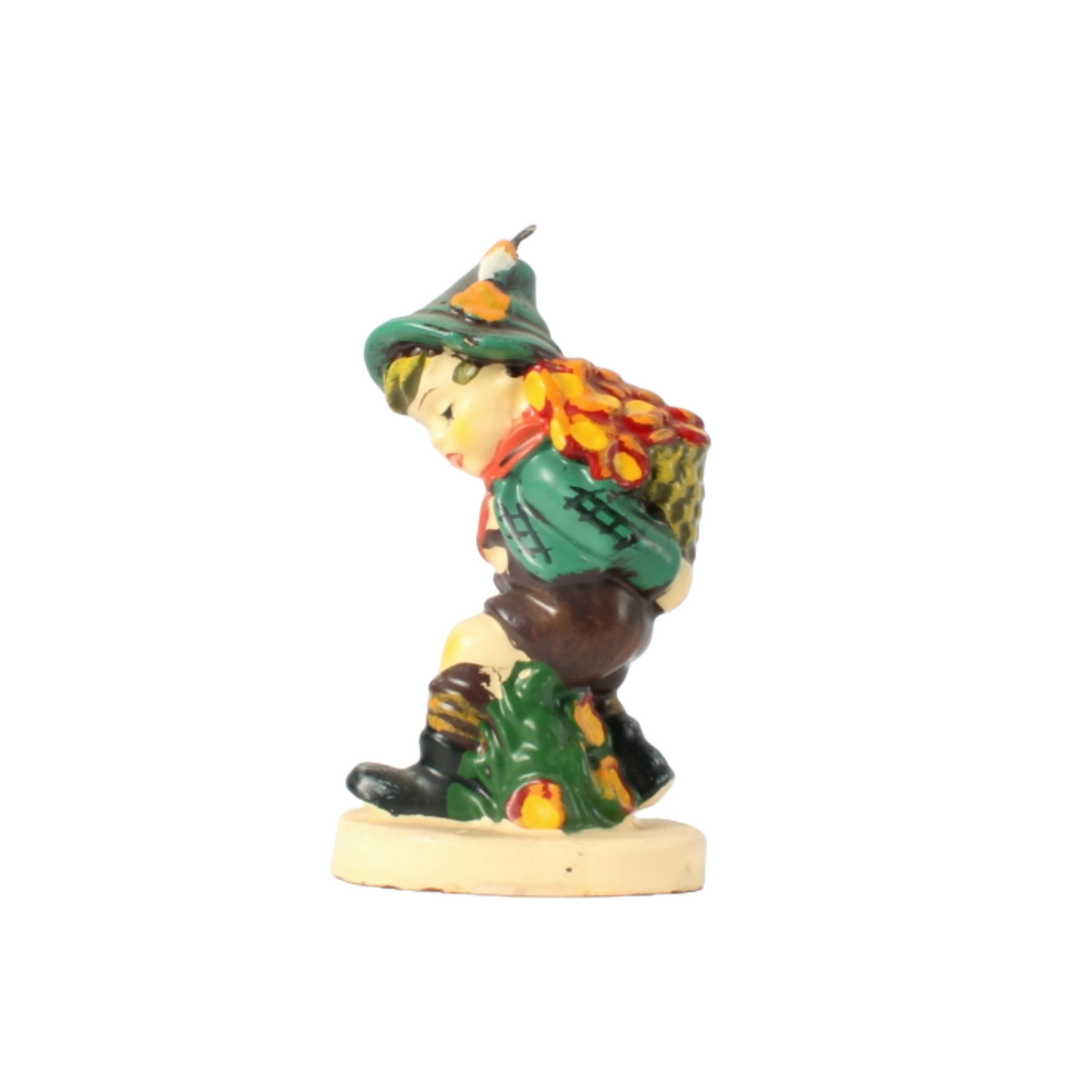 Vintage Hand-Painted Hummel Style Candle Boy in Alpine Costume, 1950s-1970s