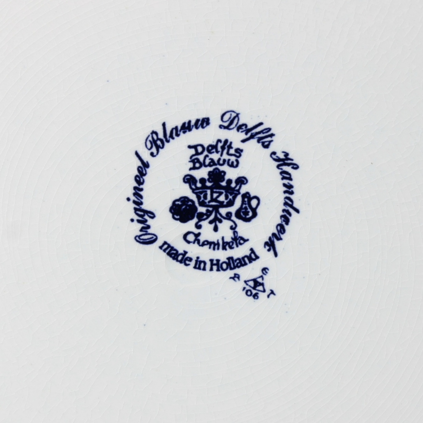Large Hand-Painted Chemkefa Delft Blue Wall Plate - Horse & Carriage Scene, 38cm