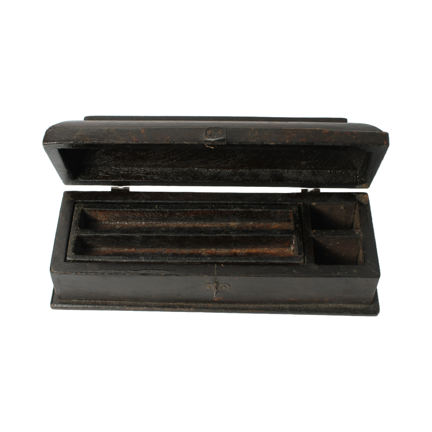 Antique Writing Box for Two Pens - Classic Wooden Pen Holder