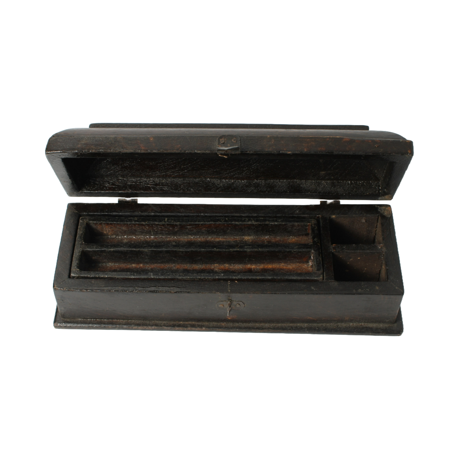 Antique Writing Box for Two Pens - Classic Wooden Pen Holder