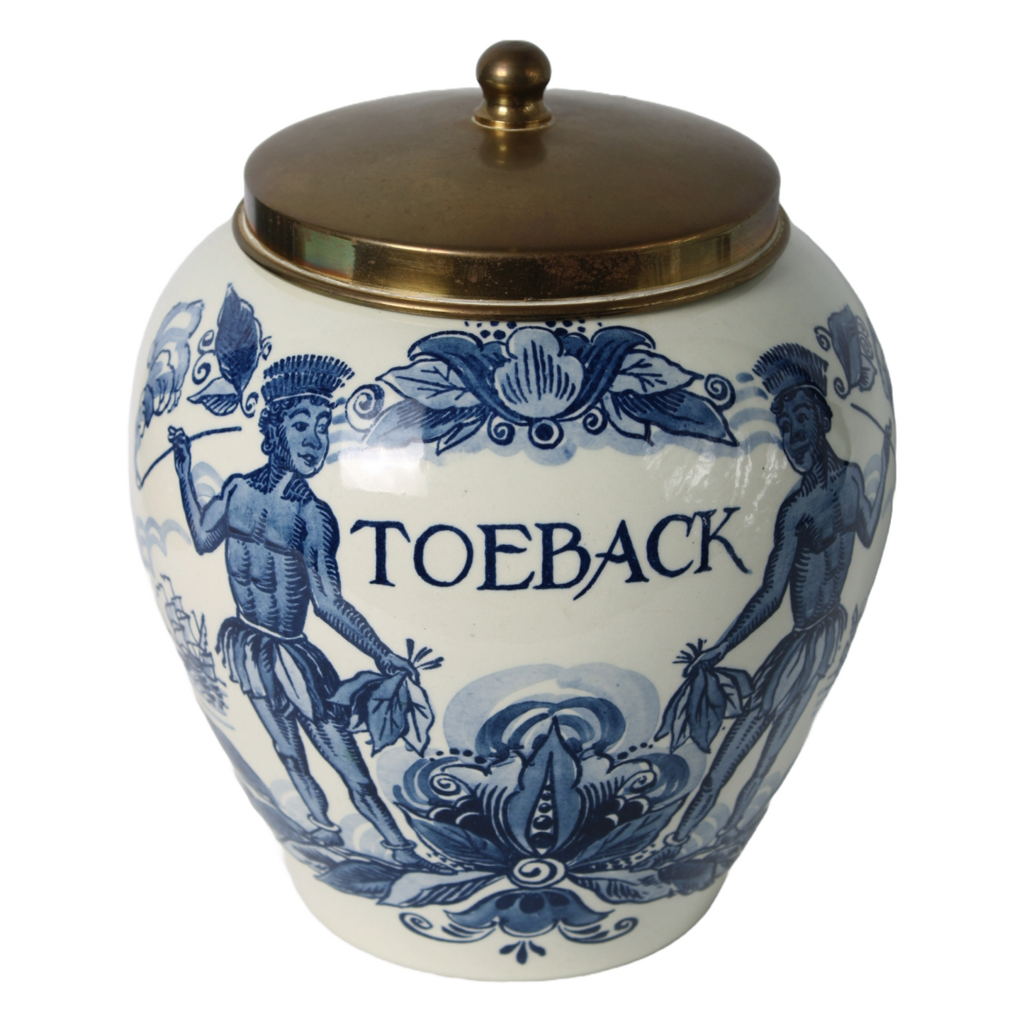 Antique TOEBACK Tobacco Jar | Goedewaagen Holland | Delft Blue Pottery