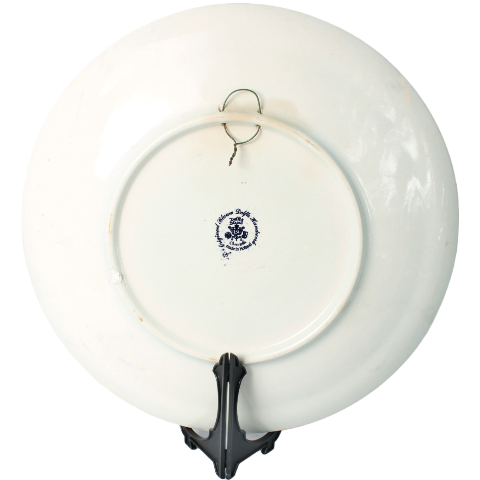 Authentic Chemkefa Delft Blue Decorative Plate with Rural Scene, Horse and Cart,