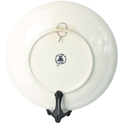 Authentic Chemkefa Delft Blue Decorative Plate with Rural Scene, Horse and Cart,