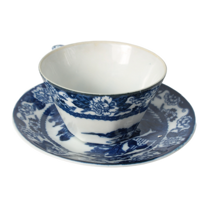 Antique 19th Century Delft Blue Cup & Saucer | Dutch Porcelain