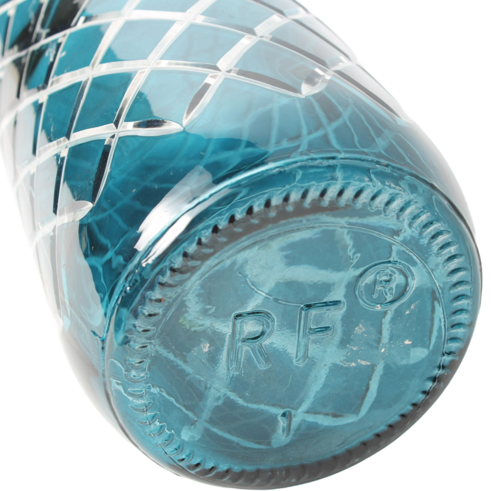 Blue Decorative Bottle | Glassware with Blue Gradient and Lattice Pattern |