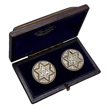 Rare Art Deco Cufflinks ca. 1925 in Original Box by W. Wray Birmingham