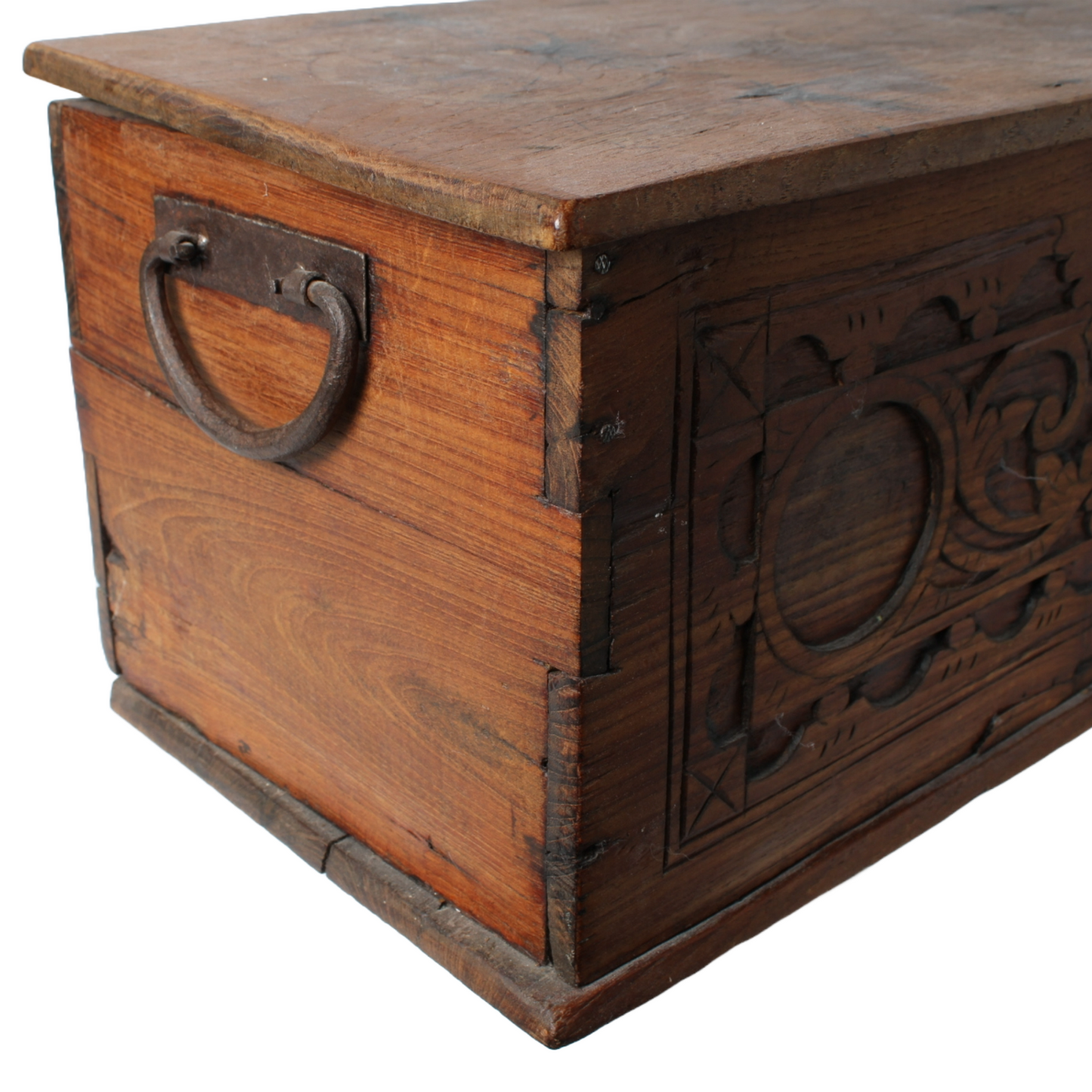 Antique Wooden Cash Box | Detailed Woodcarving | 18th-19th Century |