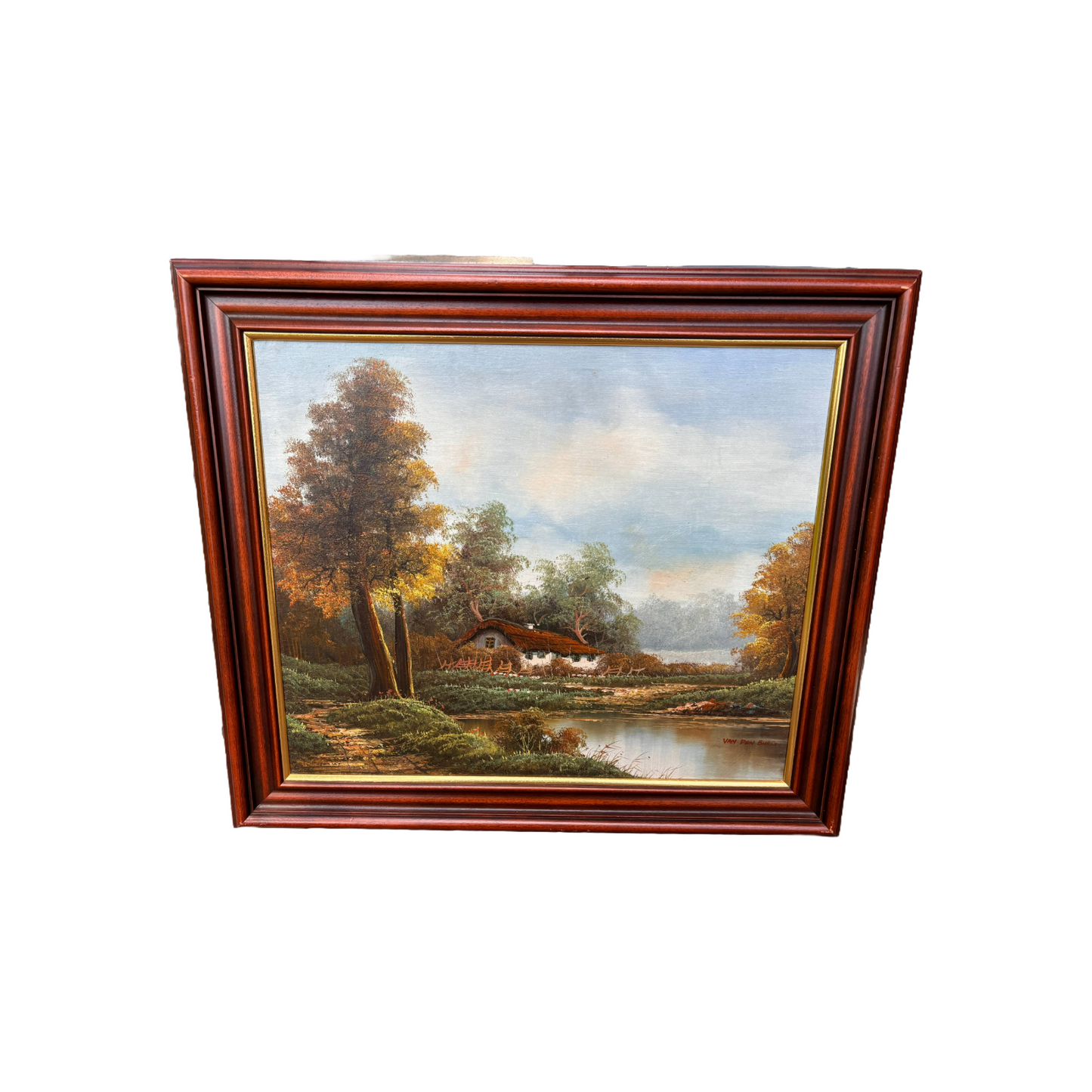 framed large landscape oil painting antique