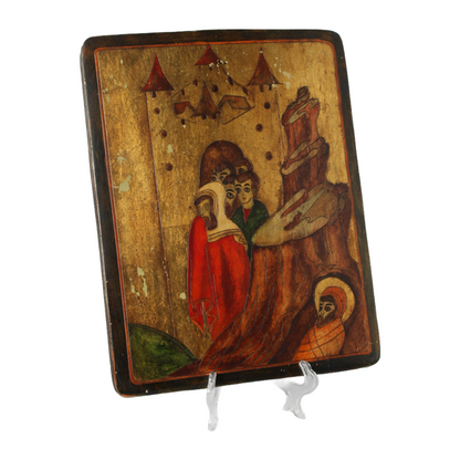 Hand-Painted Orthodox Icon from Romania, Resurrection of Lazarus, 20th Century,