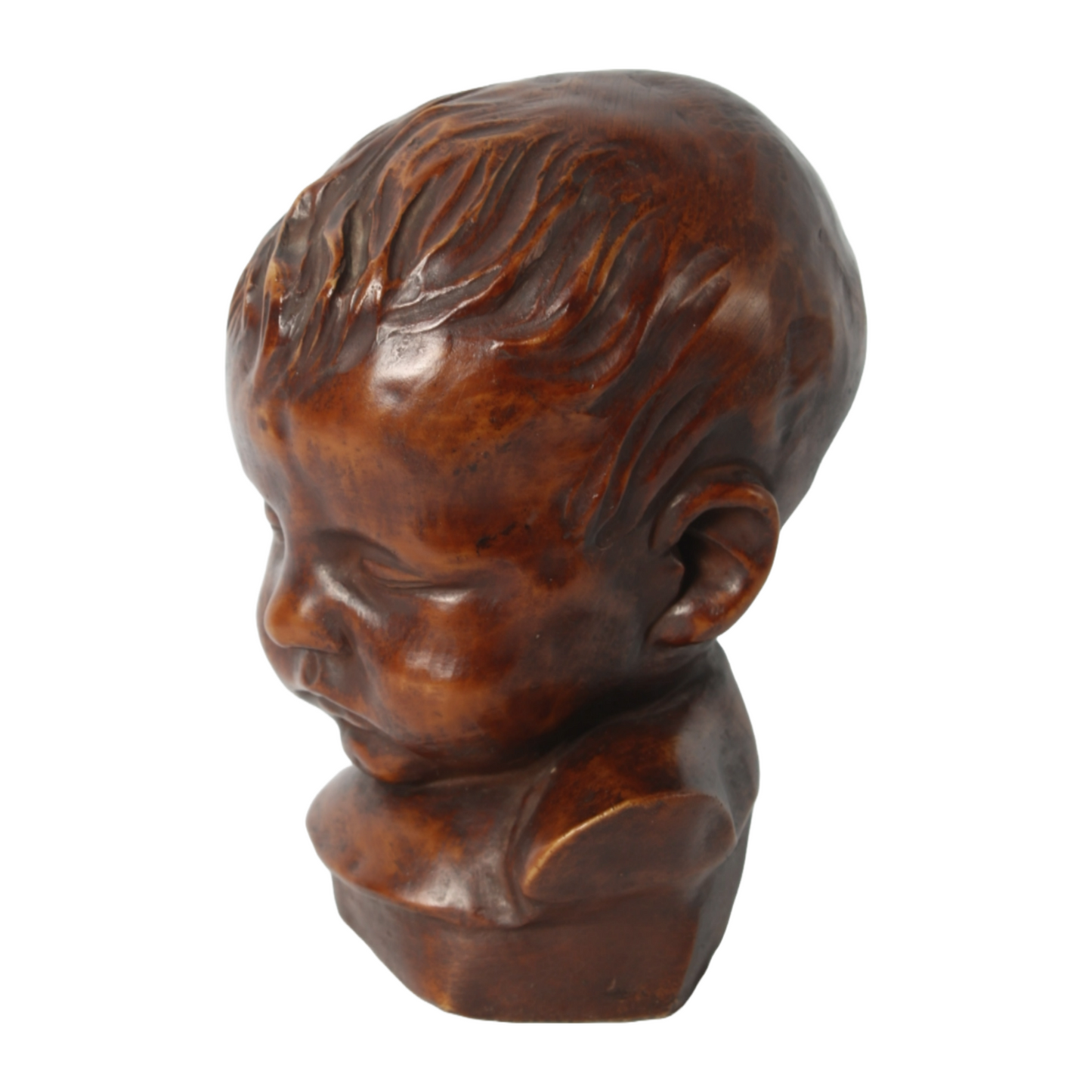 Antique Sleeping Baby Bust Sculpture - Mid-Century Art Decor, Serene and Detaile