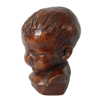 Antique Sleeping Baby Bust Sculpture - Mid-Century Art Decor, Serene and Detaile