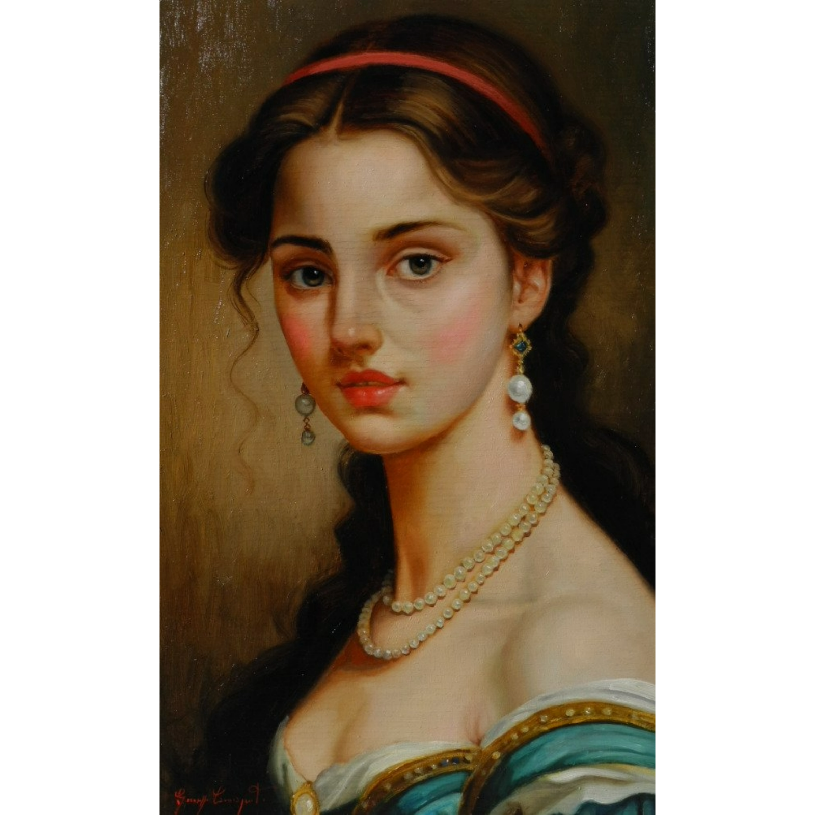 Stunning Original Oil Painting "Ritratto di Dama" (2024) by Giuseppe Cacciapuoti