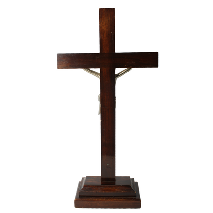 Antique Wooden Crucifix with Base – Dated 24-11-1940 – Religious Object