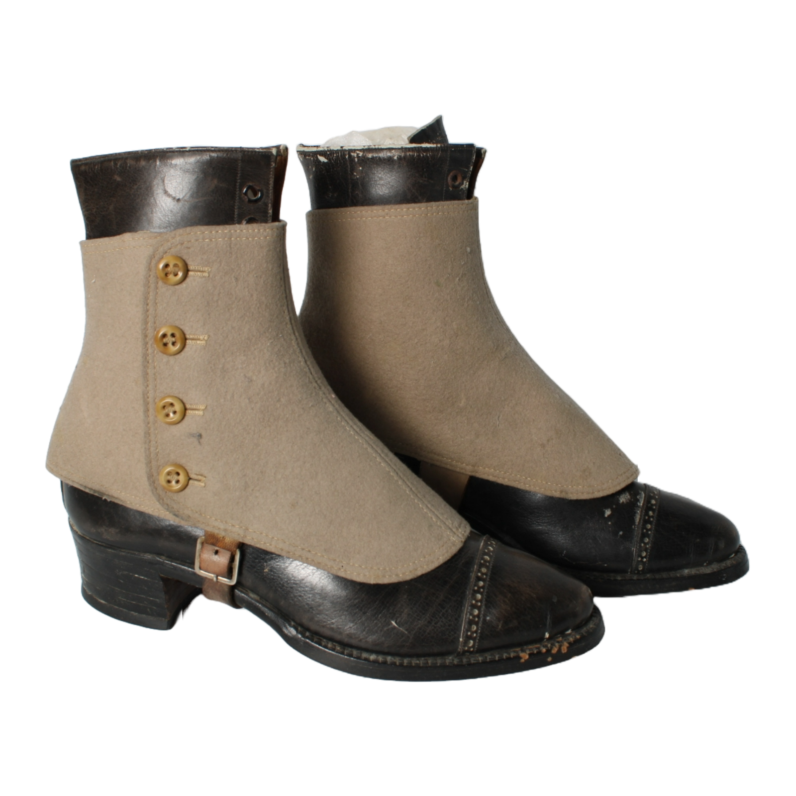 Antique Edwardian Ladies' Shoes | Original Fabric Spats | Size 2½