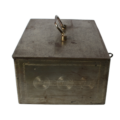 Vintage Metal Safe Box | Mid-20th Century | Red Lacquered Interior | Beaumont
