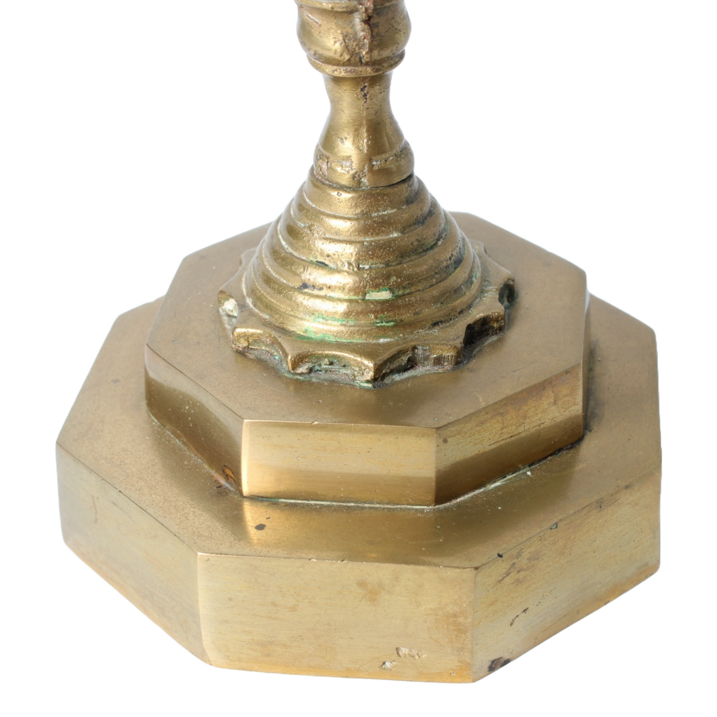 Antique brass menorah candelabrum | Jewish seven-branched candlestick |