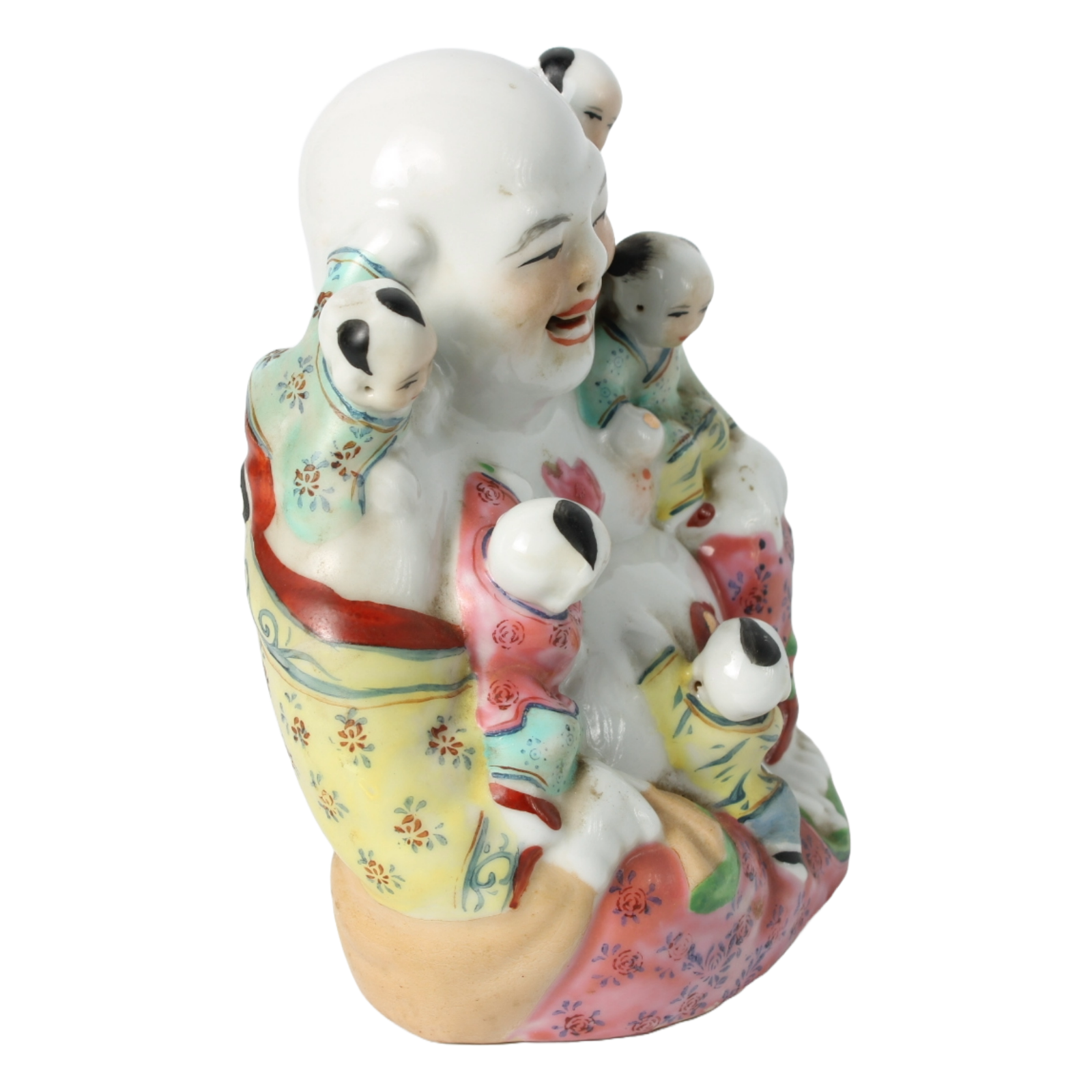 Antique Famille Rose Laughing Buddha with Five Children – Chinese Porcelain