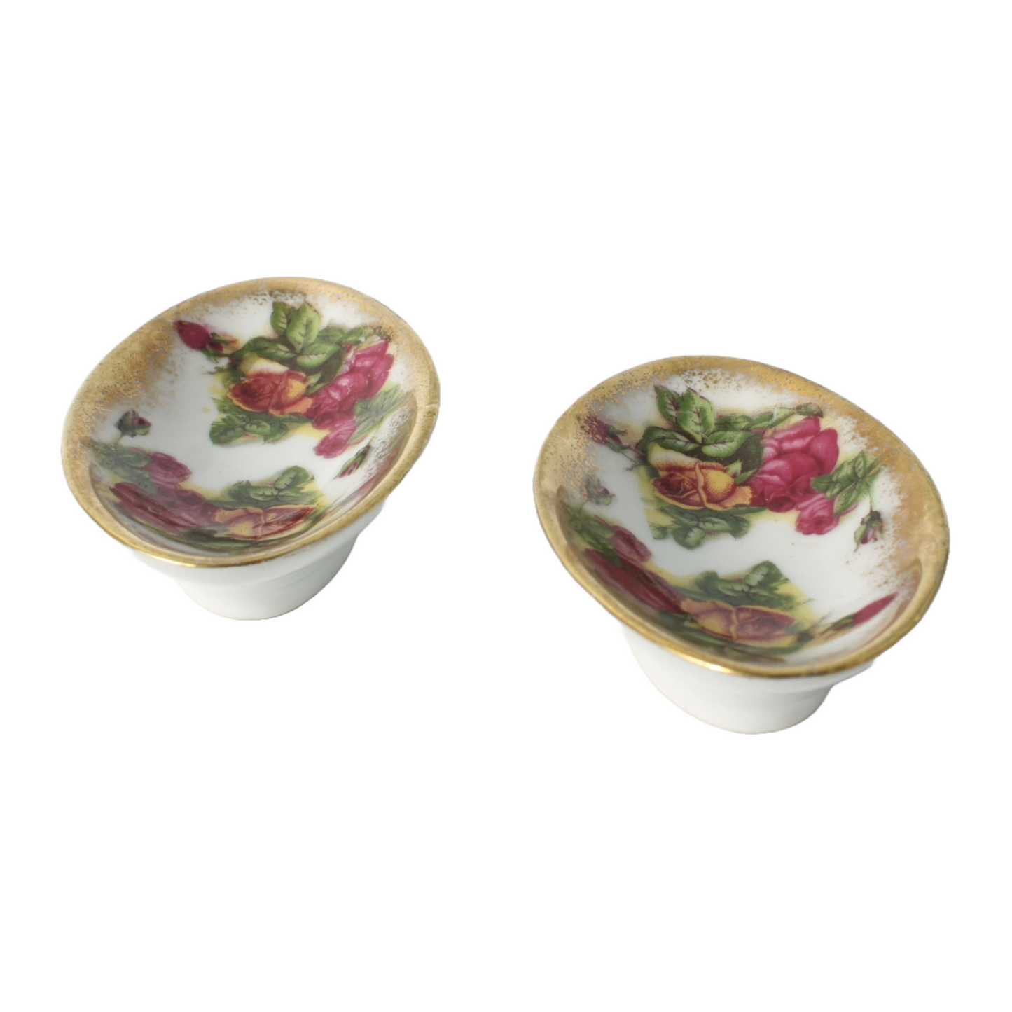 Vintage Saji Japan Fine China Rose Pattern Serving Set with Gold Trim - 4-Piece