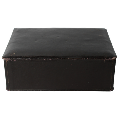 Antique Leather Storage Box – Velvet Interior – Jewelry or Document Box