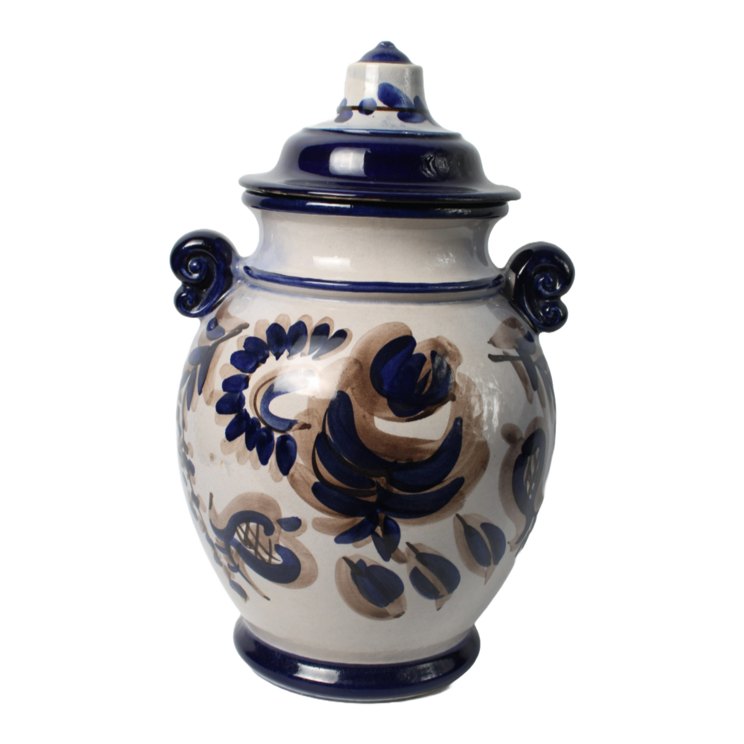 Vintage German Ceramic Rumtopf Pot with Lid - Hand-Painted, 20th Century