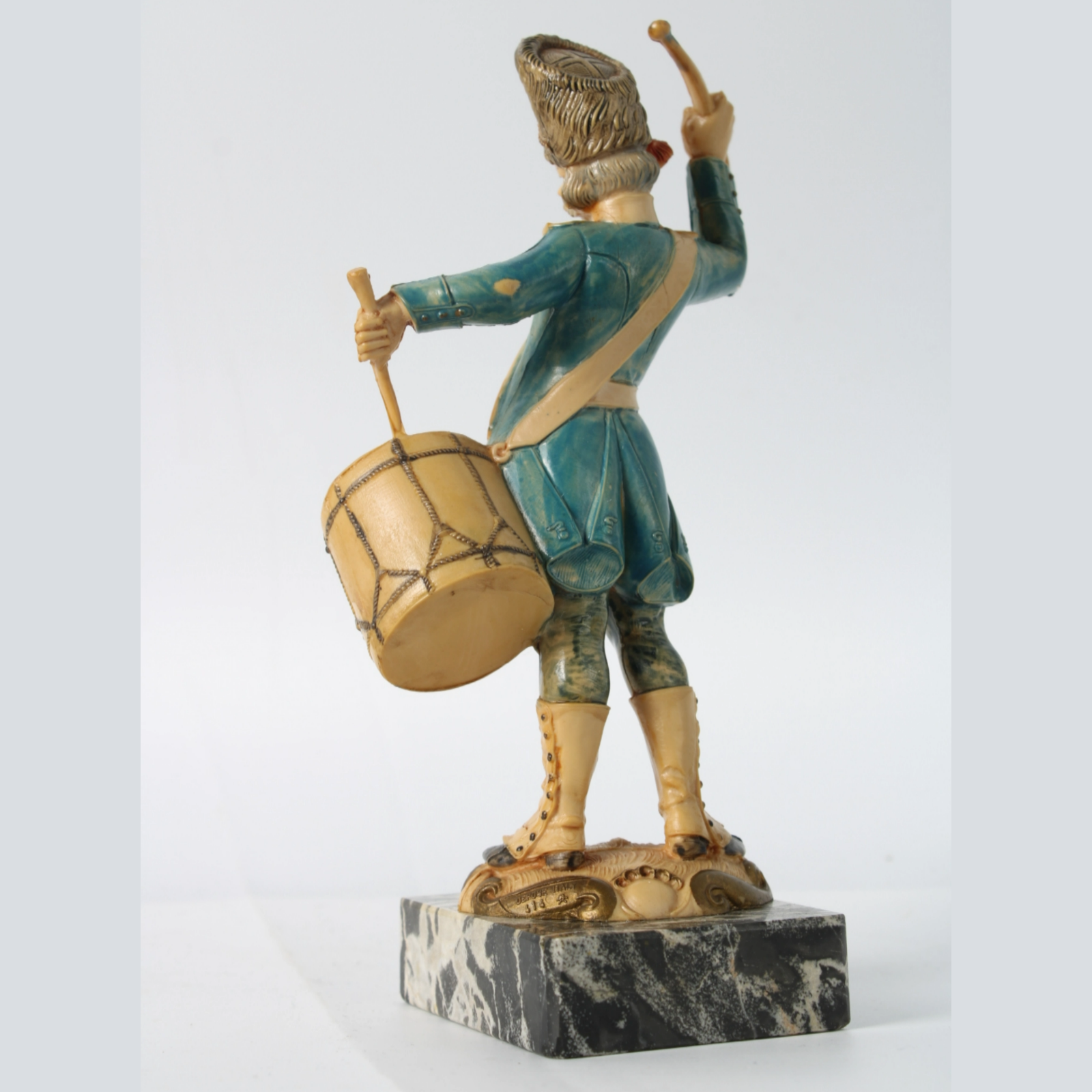 Hand-Painted Italian Soldier Figurine on Genuine Carrara Marble Base