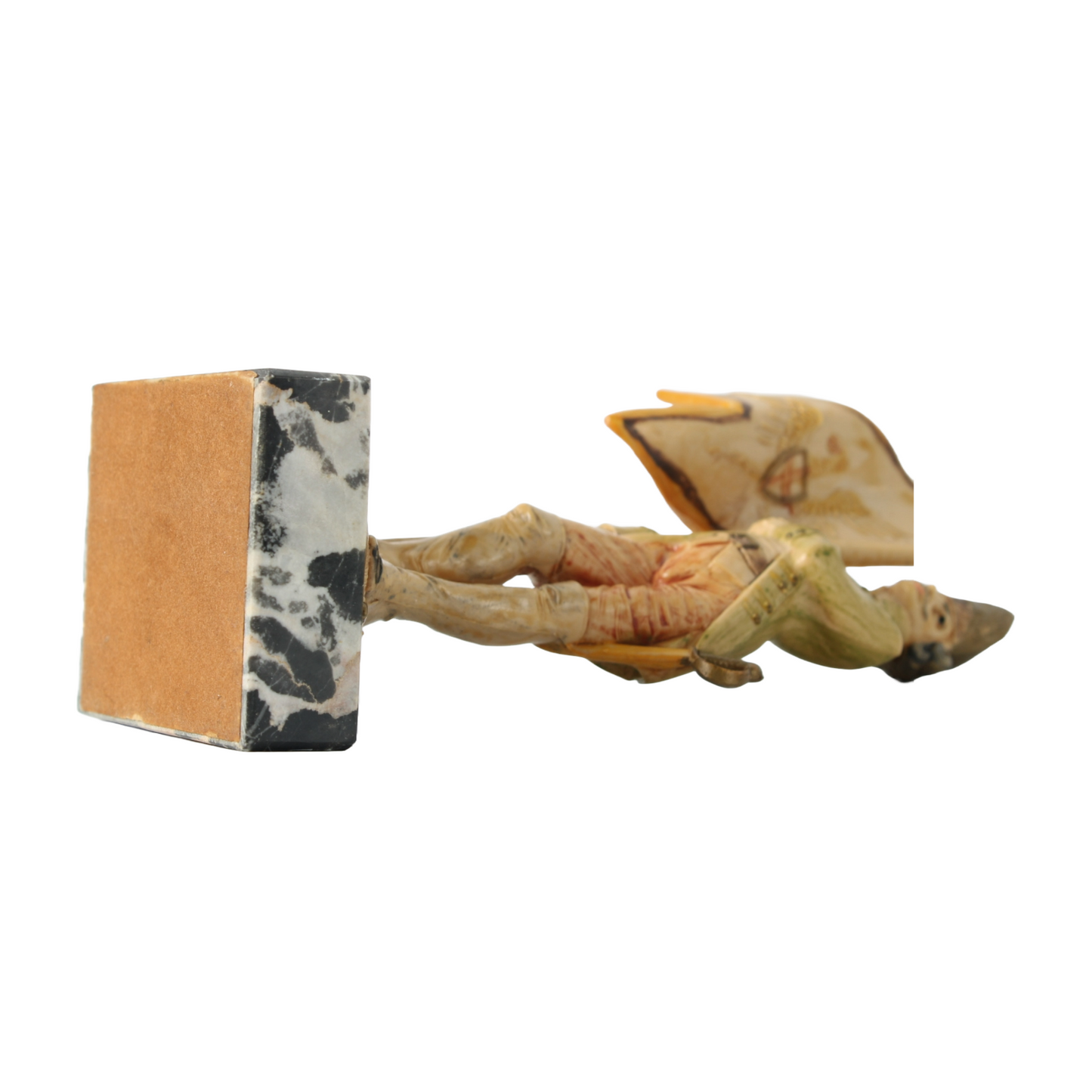 Hand-Painted Italian Soldier Figurine on Genuine Carrara Marble Base