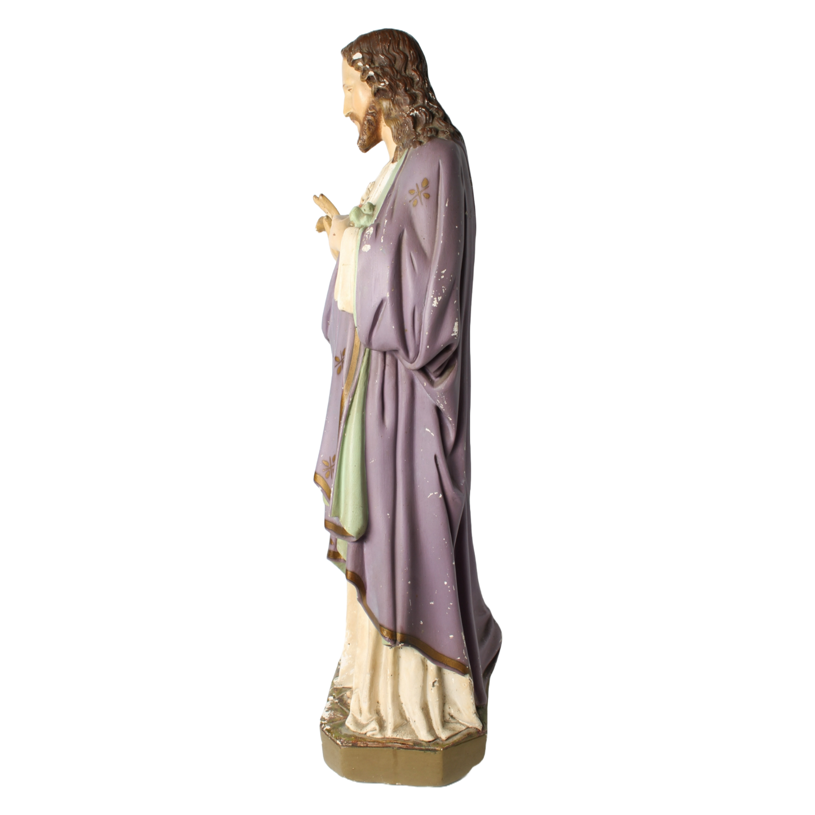 Antique Sacred Heart of Jesus Statue | Plaster | Hand-Painted | 1900-1925 | 65cm