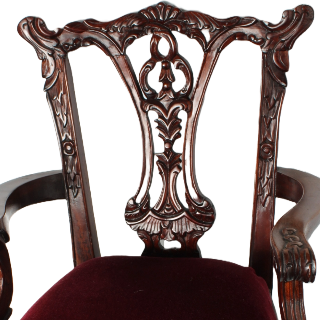 Unique vintage doll in velvet miniature Chippendale chair | Large scale |