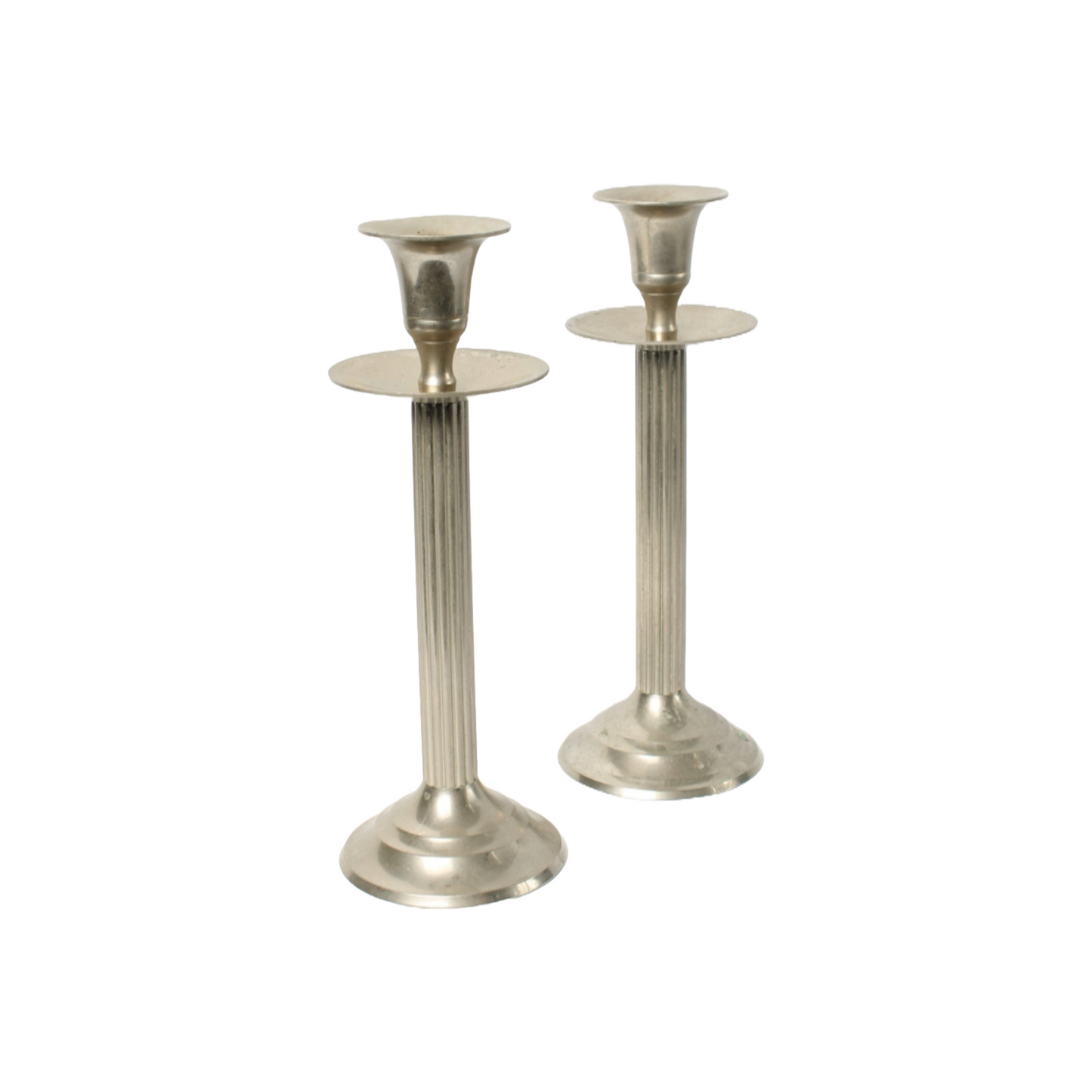 Elegant Pair of Silver-Colored Candle Holders - Classic Design - Timeless