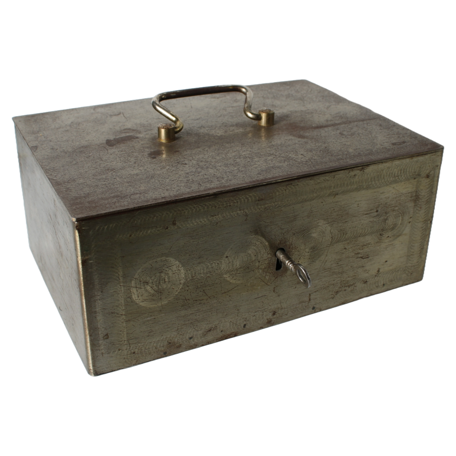 Vintage Metal Safe Box | Mid-20th Century | Red Lacquered Interior | Beaumont