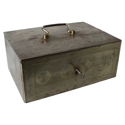 Vintage Metal Safe Box | Mid-20th Century | Red Lacquered Interior | Beaumont