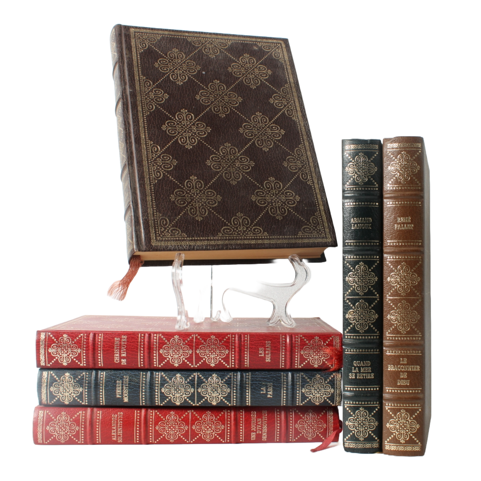 Luxury French Literary Collection in Faux Leather - Solzhenitsyn, Lanoux, Bazin,