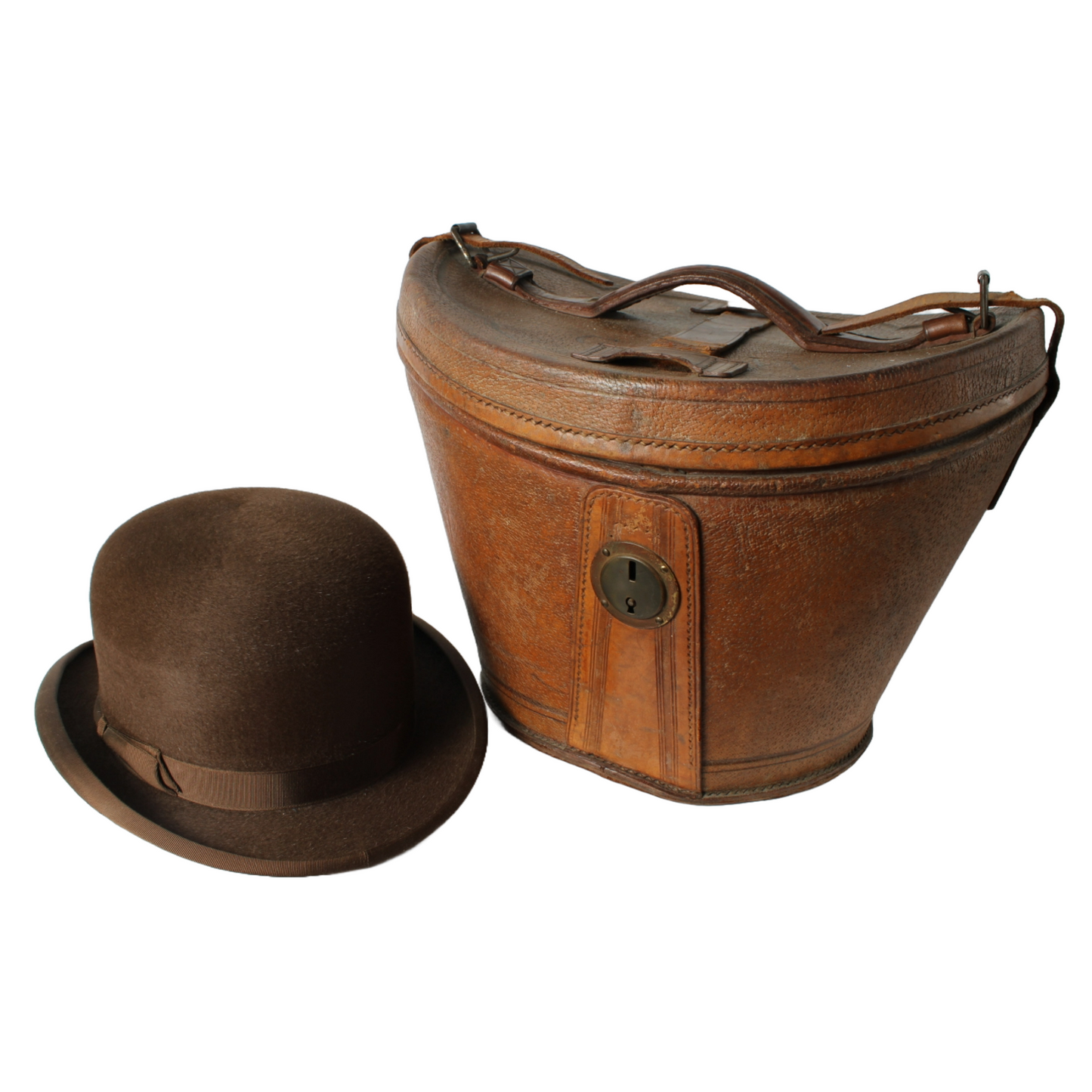 Antique Brown Bowler Hat (Size 58) with Leather Hat Box – Wegener