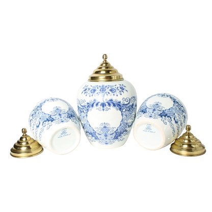 Set of three Delft Blue tobacco jars with brass lids – Royal Delft De Porceleyne