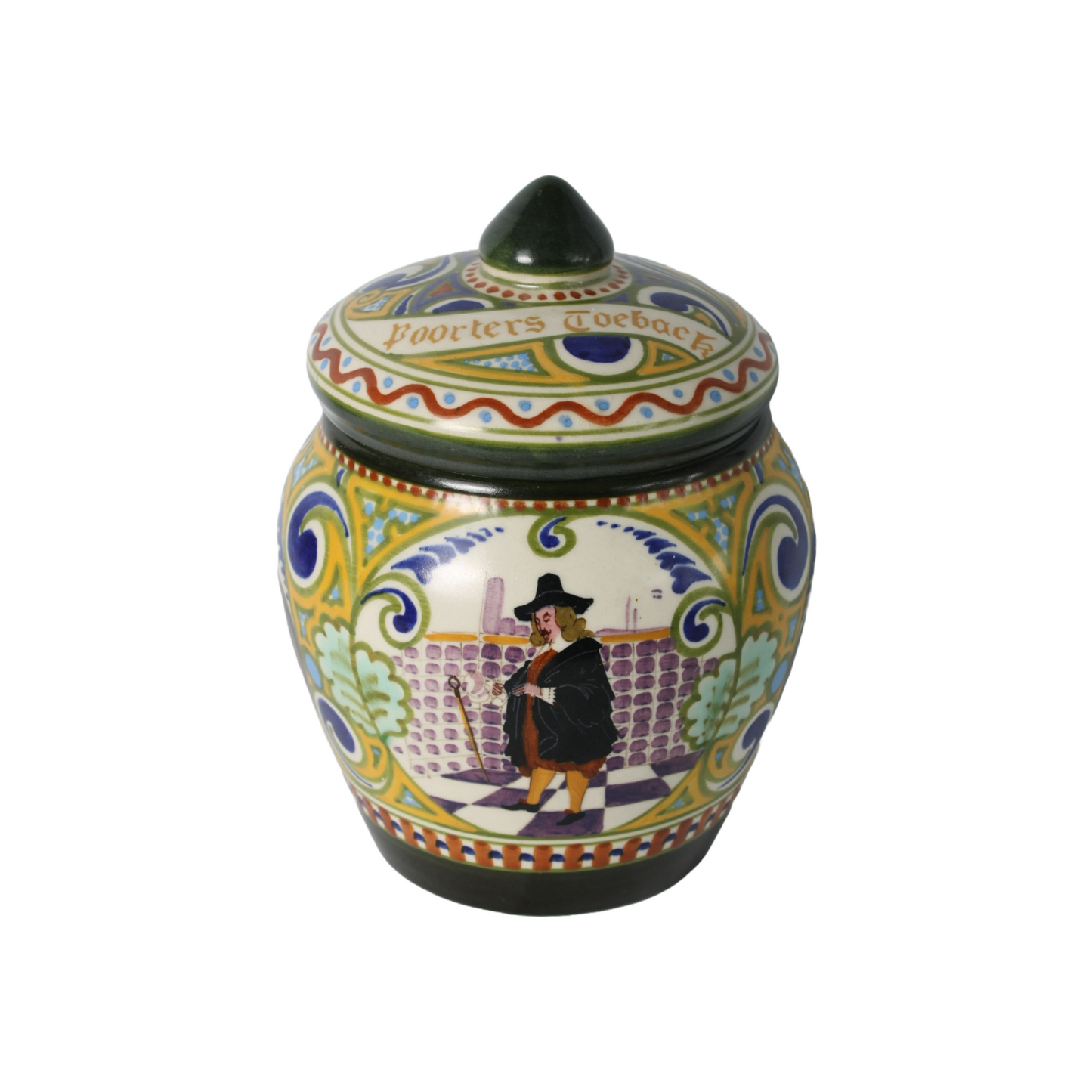 Antique Tobacco Jar Poorters Toeback | Ivura Gouda | Gouda pottery | Art Deco |