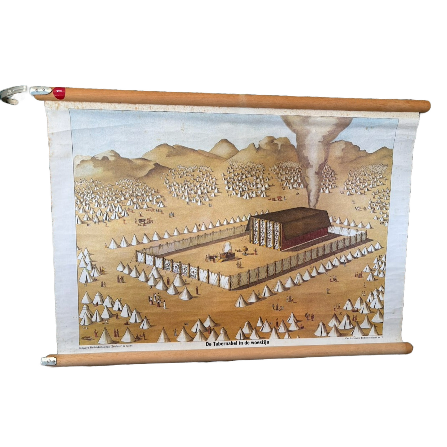 Antique Dutch Bible School Chart “The Tabernacle in the Desert”