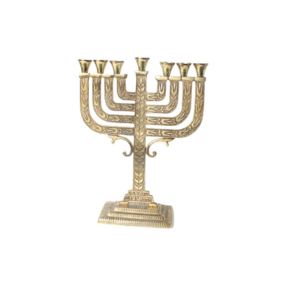 Vintage Handmade Judaica Menorah from Israel, 28 cm Brass, Iconic Jewish Symbol
