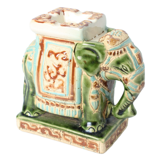 Vintage Ceramic Elephant | Retro Glazed Figurine | Decorative Boho-Style