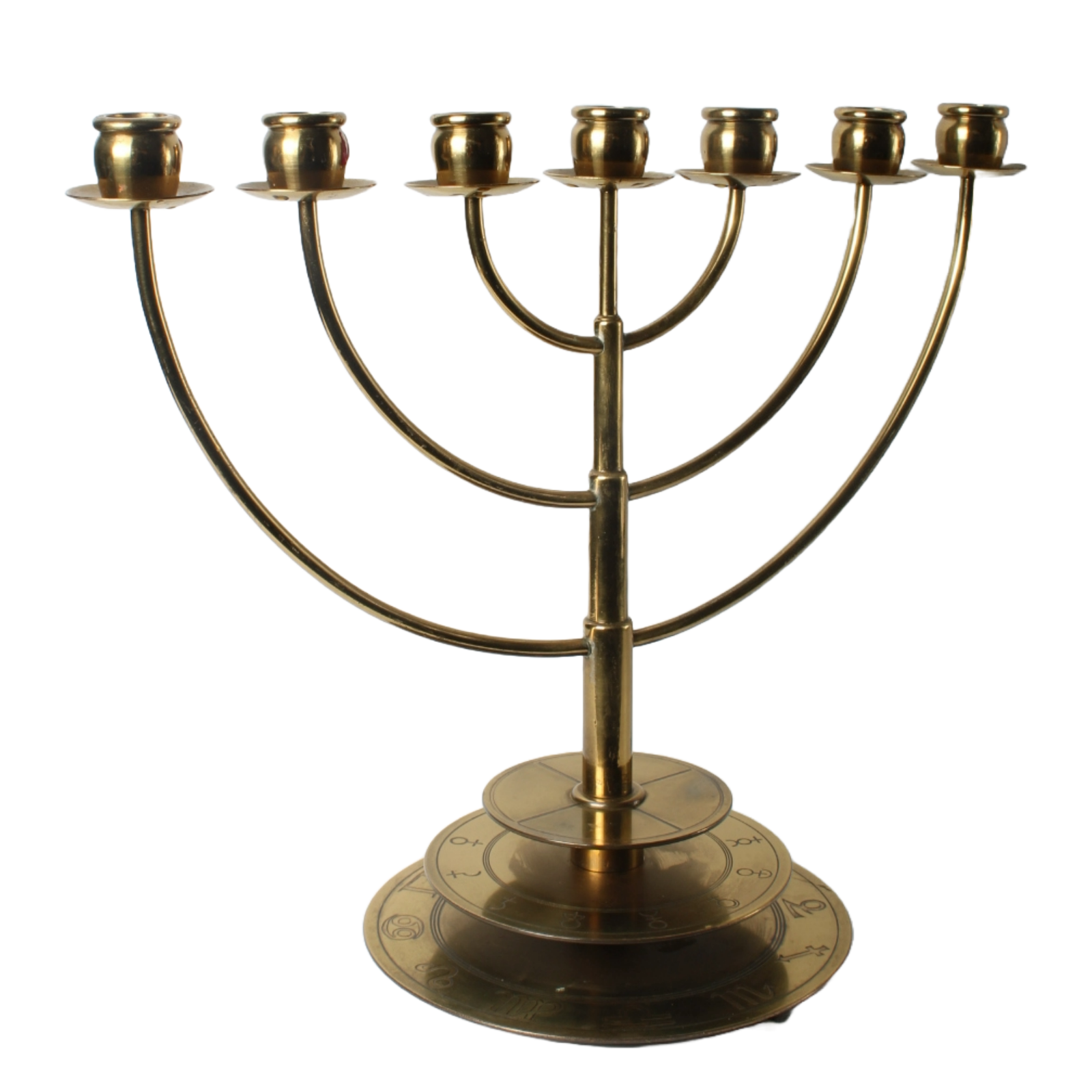 Astrological Menorah, Brass, 20th Century, Decorative and Symbolic
