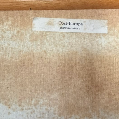 Vintage Eastern Europe School Map from 1970 on Canvas with Wooden Rods