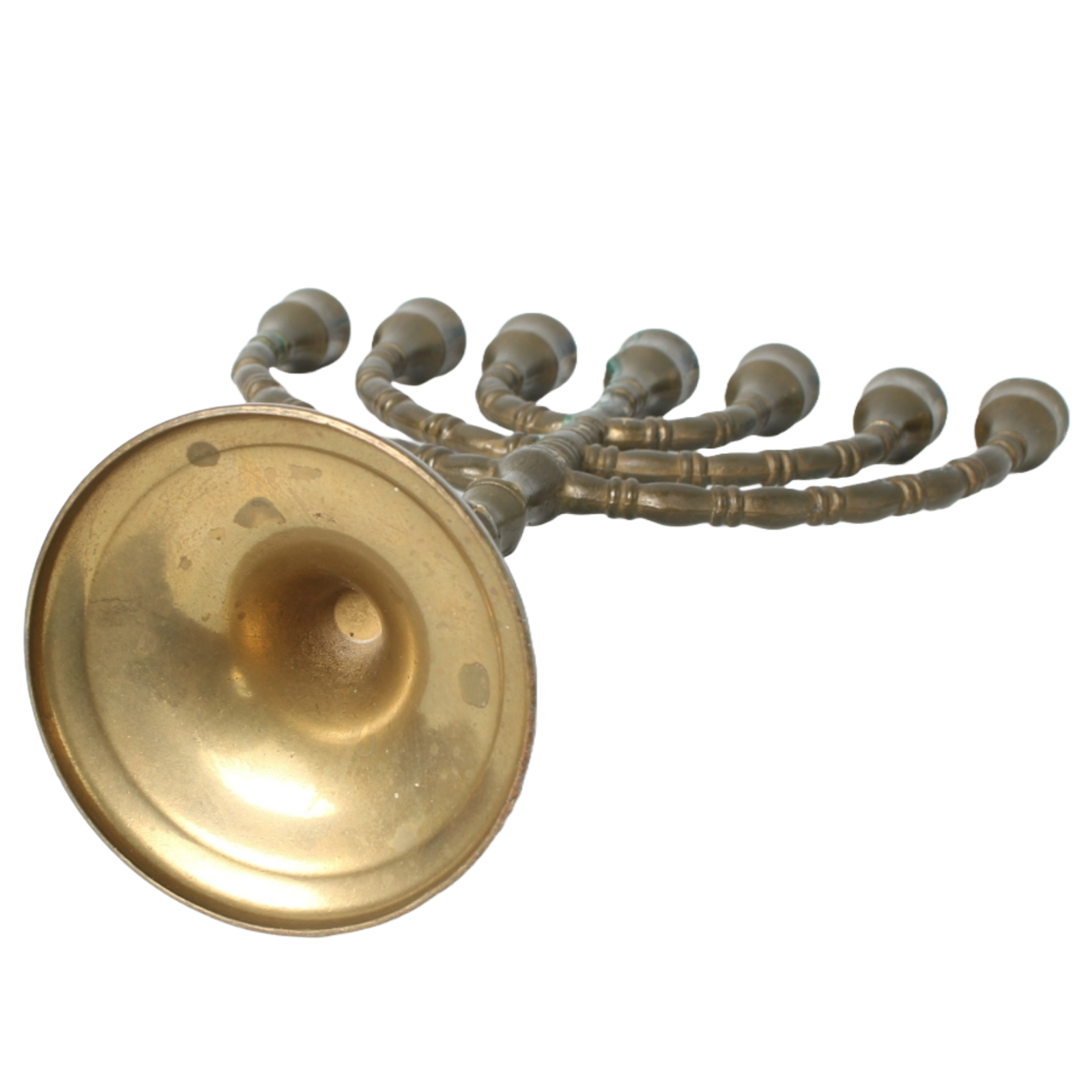 Vintage Brass 7-Arm Menorah from Israel, Judaica Candlestick, Jerusalem