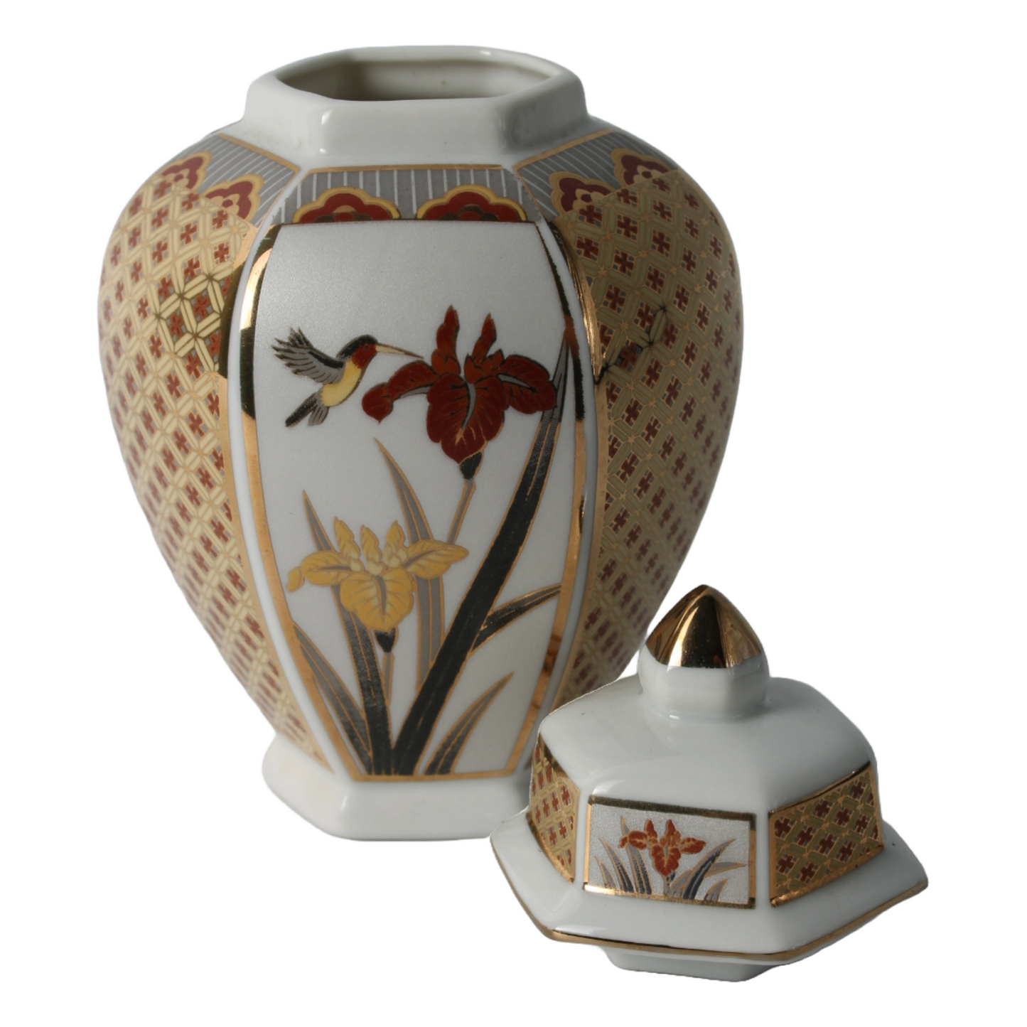 Japanese Porcelain Pot with Chokin Art and 24-Karat Gold Details