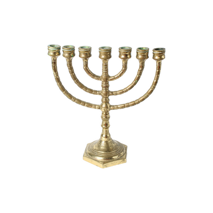 Antique Brass Menorah Candle Holder | Jewish Seven-Branched Candelabrum